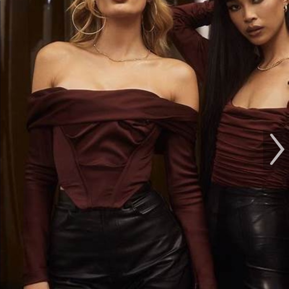 COPY - House of CB ‘Morgan’ Raisin Satin Off Shoulder Corset